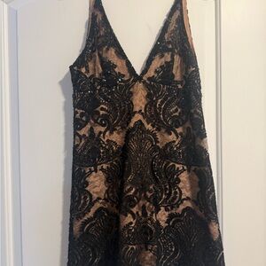Free People Black and Tan Lace Dress